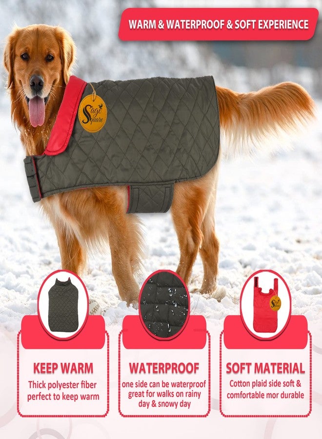 Sage Square Double-Sided Quilted Dog Jacket - Weather-Resistant, Lightweight, Waterproof, Designed for Comfort & Warmth, Adjustable Fit, Perfect for Indoors or Outdoors (Medium- 20 Inches, Red) - Image 2